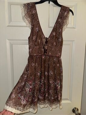 Vintage cottagecore Tokyo Liz Lisa brown lace dress